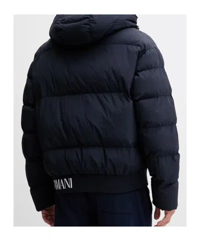 Ea7 Hooded Padded Jacket In Blue
