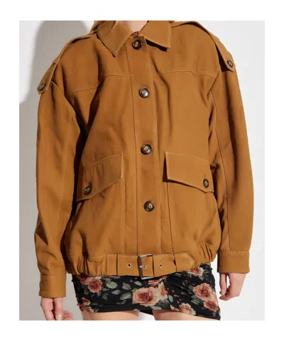 Iro Button Suede Jacket In Brown