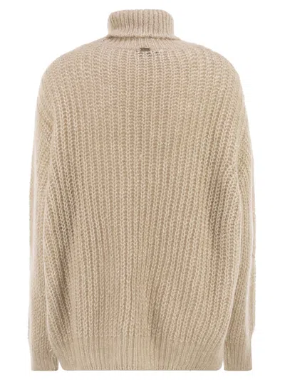 Herno Women Wool And Alpaca Turtleneck Jumper In Brown