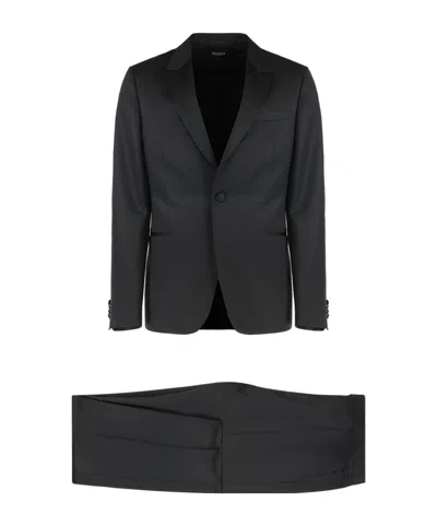 Zegna Single-breasted Tailored Suit In Gray