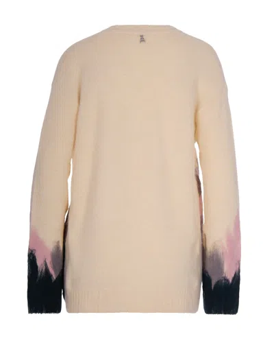 Patrizia Pepe Soft Oversized Sweater With White Pattern In Multi