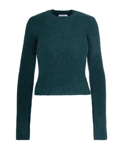 Patrizia Pepe Maglia Girocollo A Costine Verde In Gray