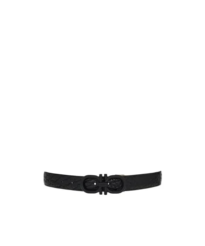 Ferragamo Reversible And Adjustable Gancini Belt In Multi