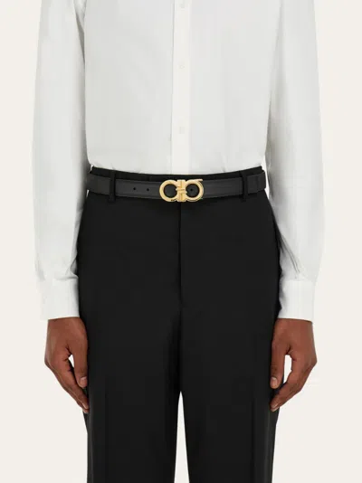 Ferragamo Reversible And Adjustable Gancini Belt In Black