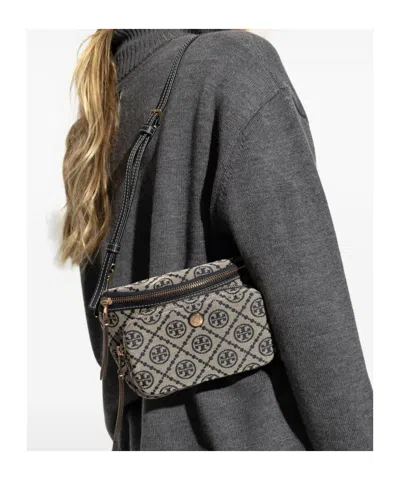 Tory Burch Logo-monogram Zipped Mini Bag In Blue