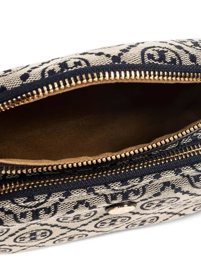 Tory Burch Logo-monogram Zipped Mini Bag In Blue