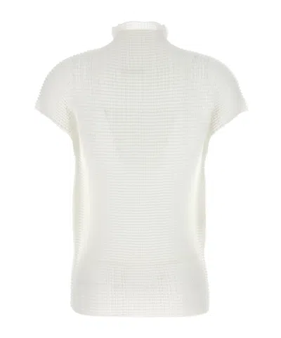 Issey Miyake Wooly Pleated High-neck Top In White