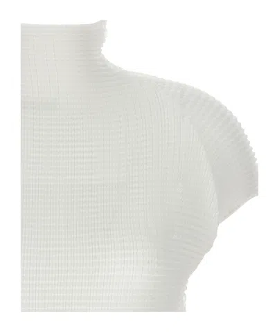Issey Miyake Wooly Pleated High-neck Top In White