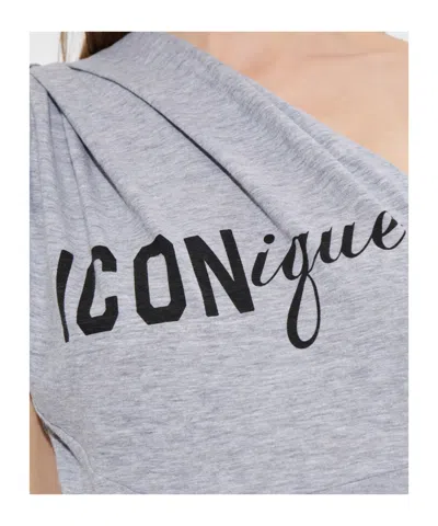 Dsquared2 One-shoulder Graphic-print Top In Gray