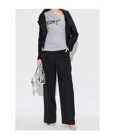 Dsquared2 One-shoulder Graphic-print Top In Gray