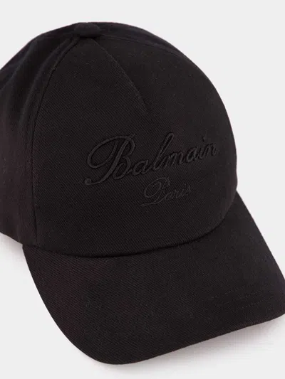 Balmain Logo Hat In Black