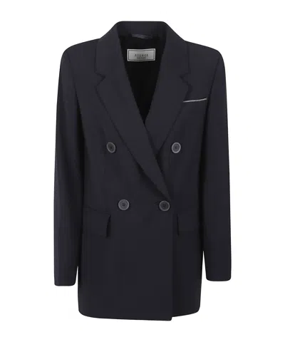 Peserico Double-breasted Blazer In Black