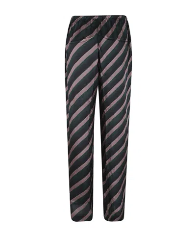 Dries Van Noten Striped Relaxed Fit Trousers With Elastic Waistband In Multi