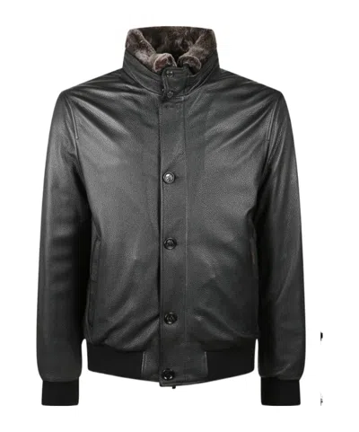 Moorer Cleros-p1 Bomber Jacket In Black