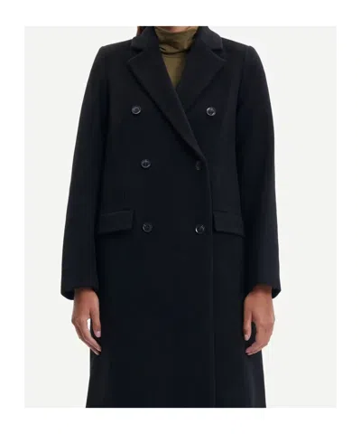 Samsoe & Samsoe Falcon Double-breasted Coat In Black