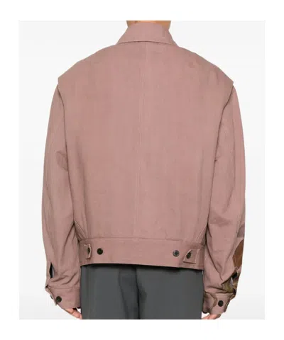 Dries Van Noten Abstract Print Collared Jacket Front Pockets In Pink