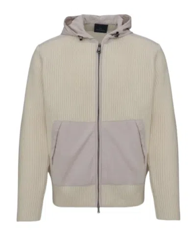 Paul & Shark Long-sleeved Patchwork Cardigan In Brown