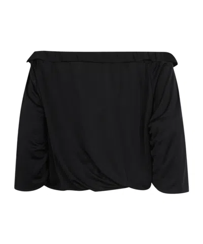Patou Ruffled Drawstring Top In Black