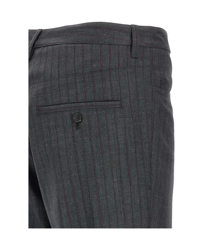Balenciaga Tailored Pinstripe Trousers Featuring Pockets In Gray