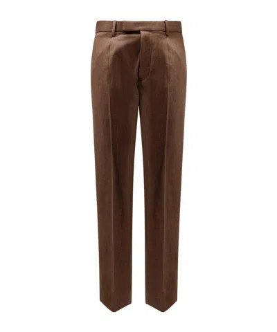 Zegna Men's Cotton And Linen Pants In Brown