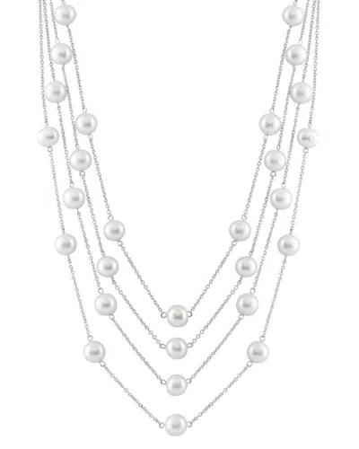 Splendid Pearls Silver 7-7.5mm Pearl Necklace In White