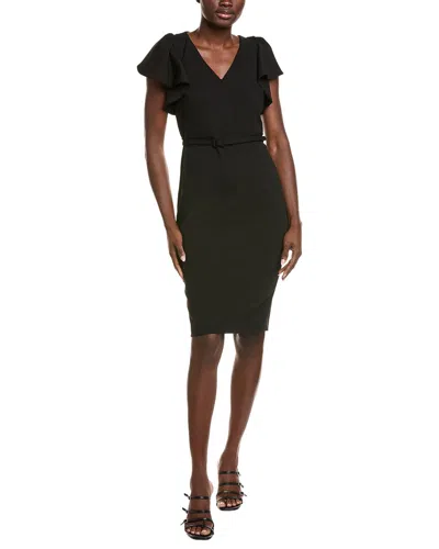 Anne Klein Ruffle Sleeve Scuba Crepe Sheath Dress In Black
