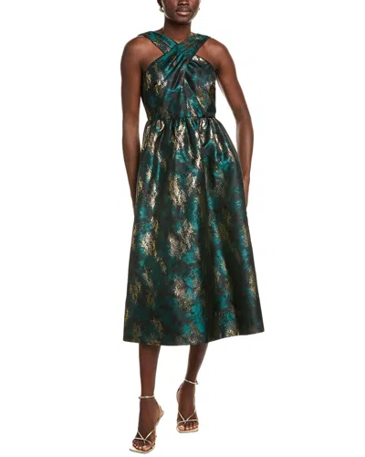 Anne Klein Jacquard Midi Dress In Green