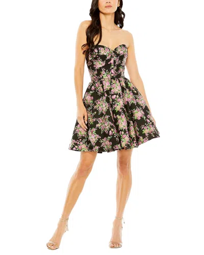 Mac Duggal 68615 Short A Line Printed Cocktail Mini Dress In Black