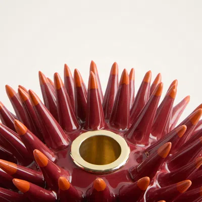 La Doublej Spine Candle Holder In Red