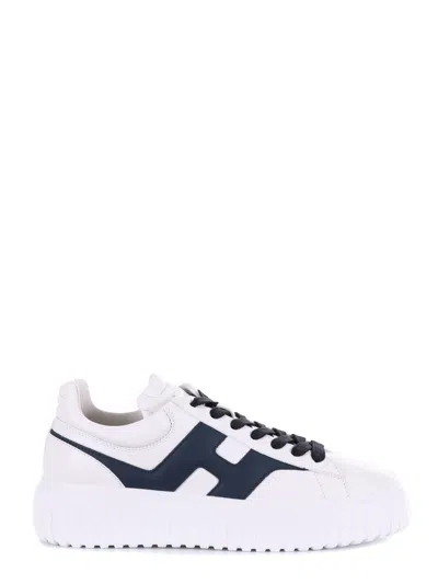 Hogan H-stripes Low-top Sneakers With Smooth Leather Upper In White