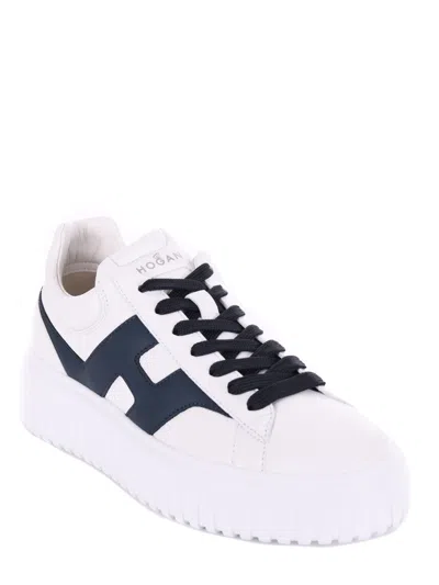 Hogan H-stripes Low-top Sneakers With Smooth Leather Upper In White
