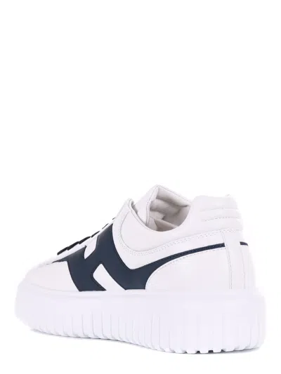 Hogan H-stripes Low-top Sneakers With Smooth Leather Upper In White