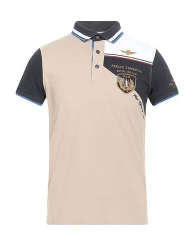 Aeronautica Militare Man Polo Shirt Beige Size M Cotton, Elastane In Neutral
