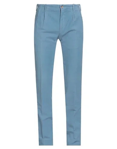 Incotex Man Pants Light Blue Size 38 Cotton, Elastane In Blue