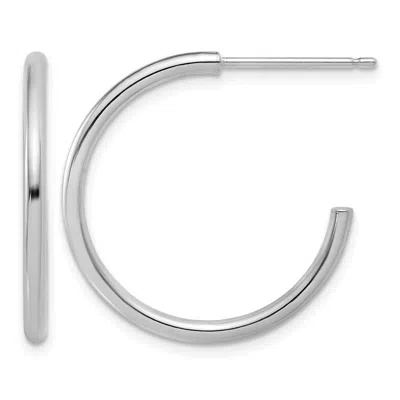 Diamond2deal Platinum Polished 2x25.5mm Post C-hoop Earrings In Silver