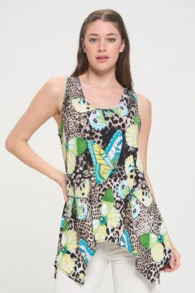 Truedames Hit Print Shark Bite Hem Tank In Multi