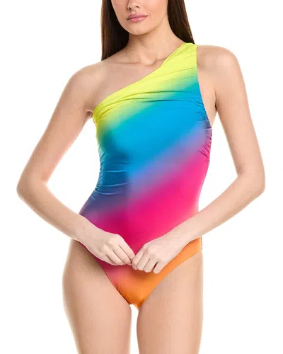 La Blanca Rainbow Shirred One-shoulder One-piece Swimsuit In Multi