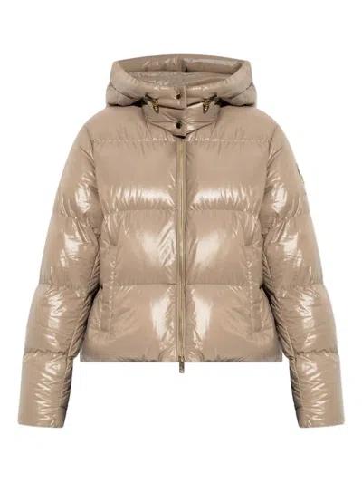 Moose Knuckles Detachable Hood Shiny Shell Down Jacket Clothing In Pink