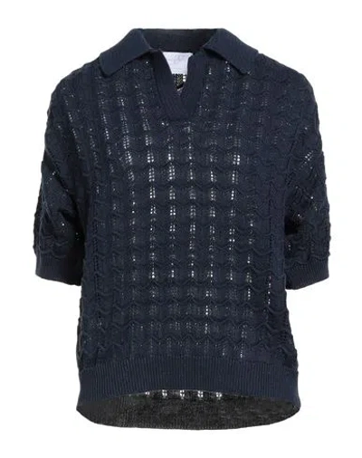 Daniele Fiesoli Collezione N_01 Woman Sweater Navy Size L Linen, Cotton In Animal Print