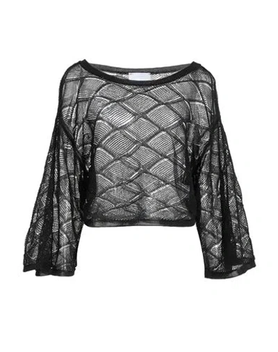 Daniele Fiesoli Collezione N_01 Woman Sweater Black Size L Organic Cotton, Polyamide In Animal Print