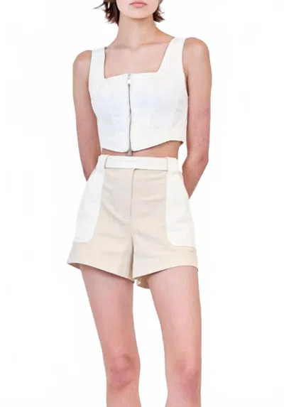 Simkhai Lourie Belted Shorts In Ivory Multi In White