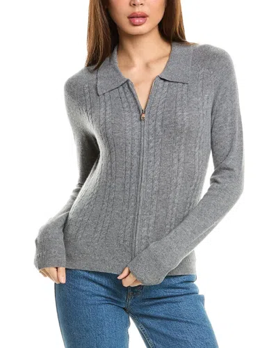 Incashmere Zip Front Cashmere Cardigan In Gray
