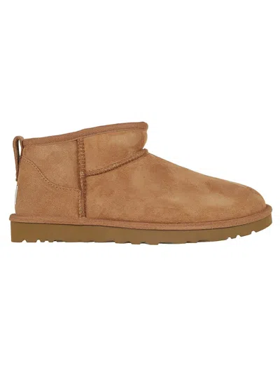 Ugg Beige Classic Ultra Mini Booties In Brown