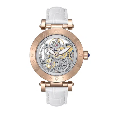 Empress Theodora Automatic Skeleton Leather-band Watch In Gold