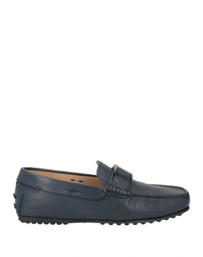 Tod's Man Loafers Midnight Blue Size 5.5 Leather In Blue