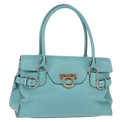 Pre-owned Ferragamo Virna Satchel Leather Leather Handbag () In Blue