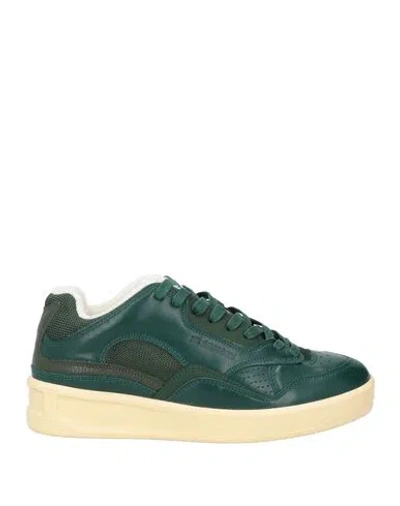 Jil Sander Woman Sneakers Emerald Green Size 7 Leather, Textile Fibers In Green