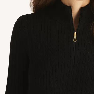 Nautica Womens Quarter-zip Mock-neck Pullover In Black