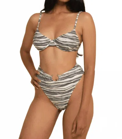 Montce Added Coverage Lulu Zig-zag Stitch Bikini Bottom In Slub Knit In Multi