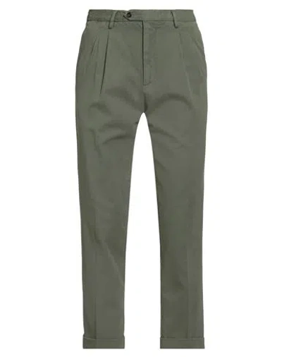 Drumohr Man Pants Military Green Size 42 Cotton In Green